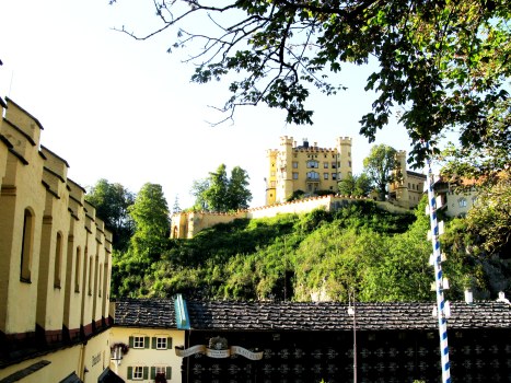 View from Hohenschwangau courtyard towards castle