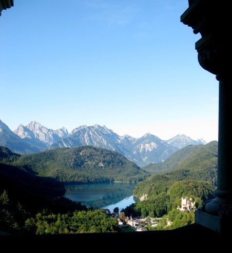 View from café  terrace of Neuschwanstein Castle Bavaria