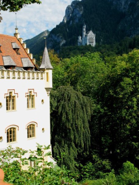 View of Neuschwanstein from Hohenschwanstein Castle garden