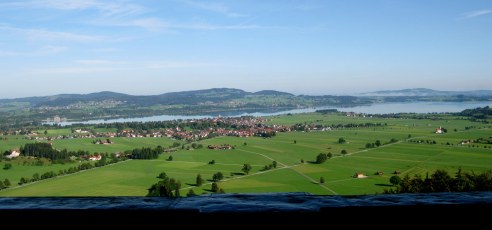 View of countryside from Neuschwanstein Castle balcony Bavaria