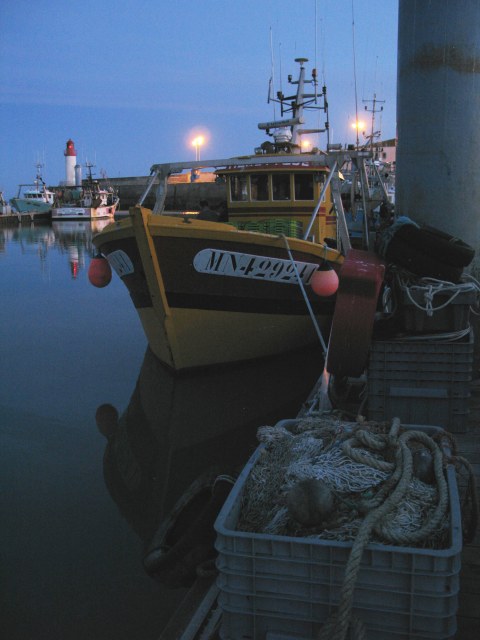 Île d’Oléron La Cotinière port fishing boat at night